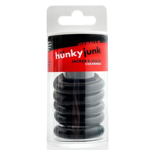 HÜNKYJUNK Anneaux péniens empilables Jacker 5 pour hommes - Noir