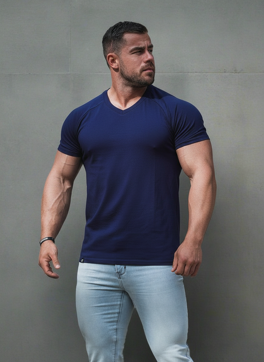 Jed North Men's V Neck Muscle-Fit T-Shirt - Navy