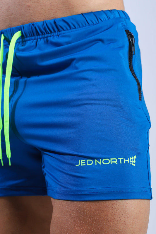 Jed North Men's Agile Bodybuilding 4'' Shorts w Zipper Pockets - Royal Blue