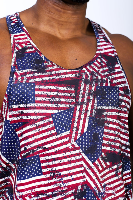 Jed North Men's Graphic Muscle Stringer - USA Flag