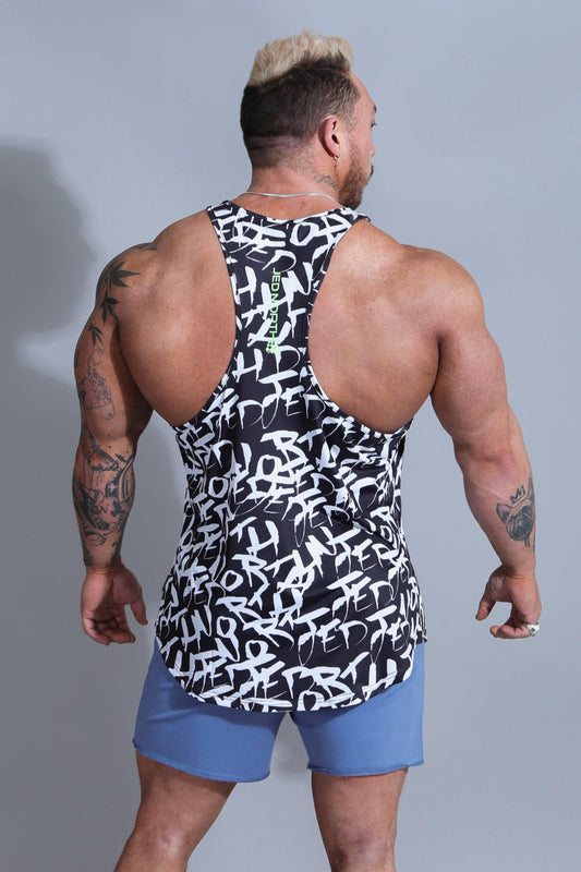 Jed North Men's Graphic Muscle Stringer - Chaotic Black