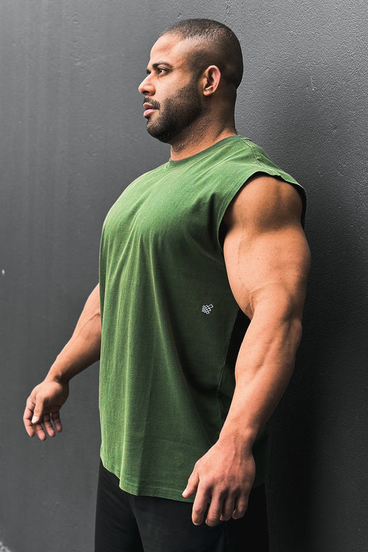 Jed North Men's Retro Oversized Muscle Tee - Forest Green