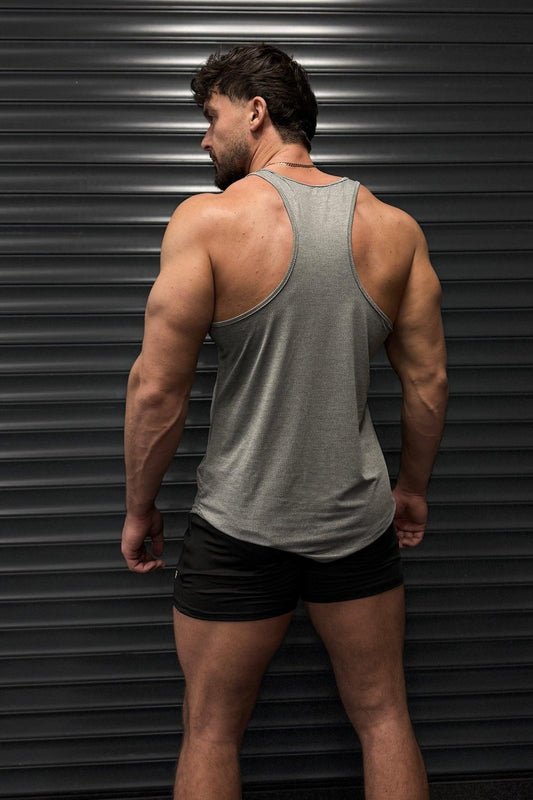 Jed North Men's Performance Max Bodybuilding Stringer - Heather Gray