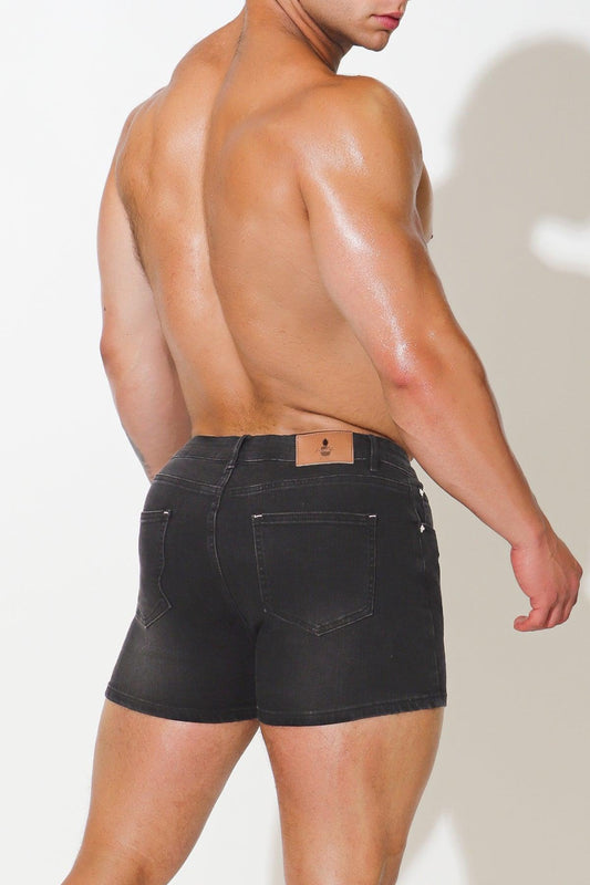 JJ Malibu Men's In-Your-Dreams 3.5" Denim Short Shorts - Black