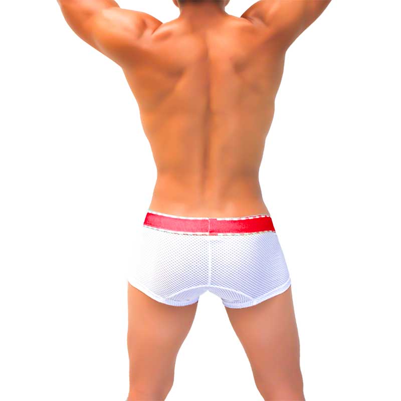 Icker Sea mesh contrast boxer brief underwear red COI-22-04 with white mesh and bold red waistband