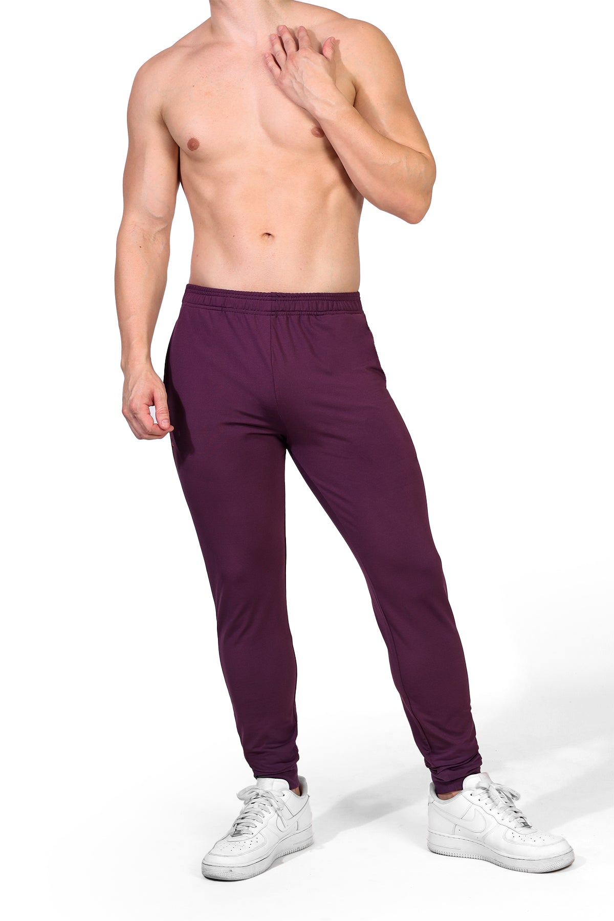 JJ Malibu Men's Peek-A-Boo Joggers - Plum Purple