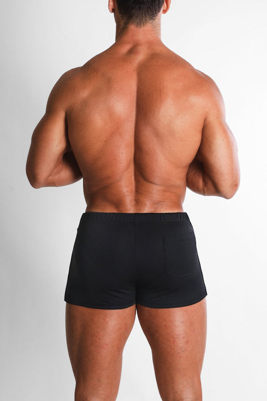 JJ Malibu Men's For-the-Night 2" Gym Short Shorts with Drawstring - Obsidian Black