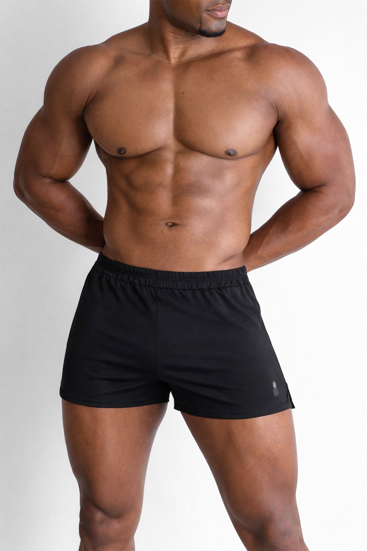 JJ Malibu Men's 2" Side Split Booty Shorts - Midnight Black