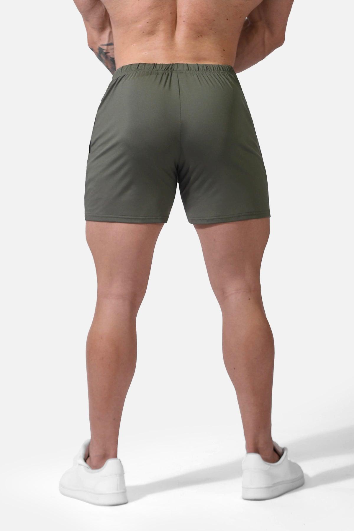 Jed North Men's Agile Bodybuilding 4'' Shorts w Zipper Pockets - Olive