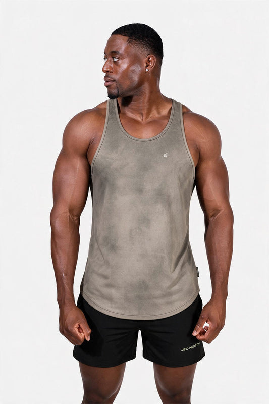 Jed North Men's Fast-Dry Bodybuilding Workout Stringer - Dusted Khaki