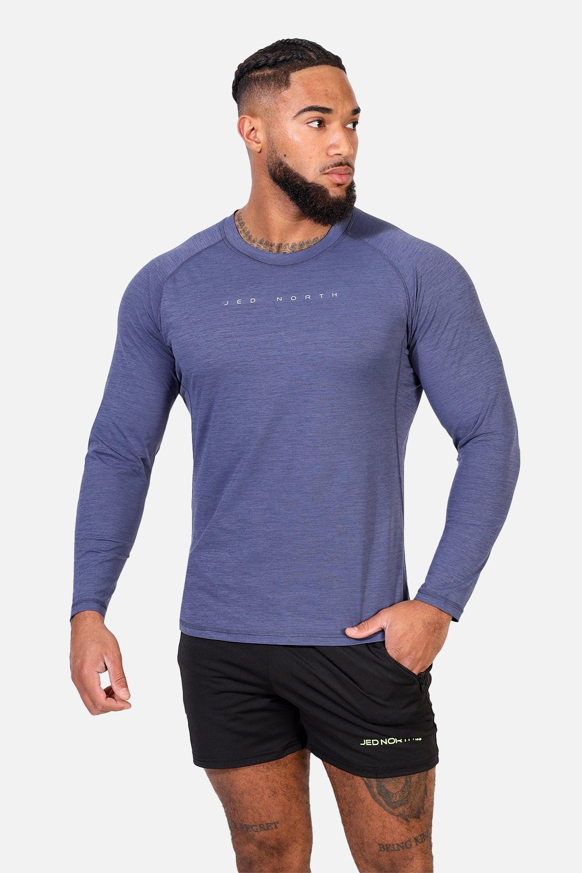 Jed North Men's Agile Long Sleeve Activewear Training Tee - Steel Blue