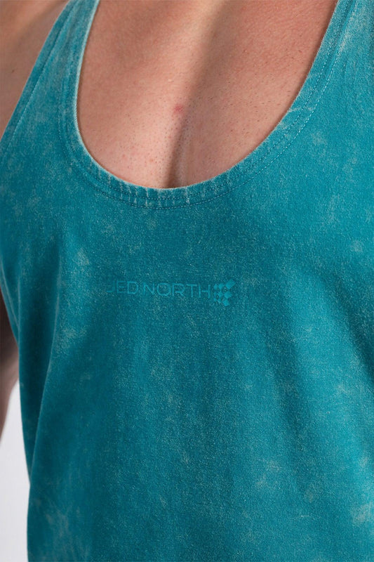 Jed North Men's Retro Washed Bodybuilding Stringer - Deep Sea