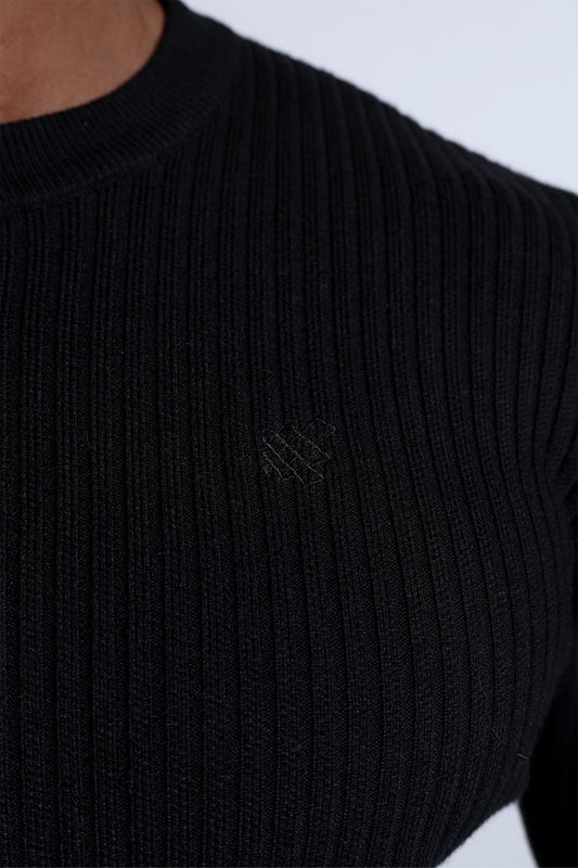 Jed North Men's Classic Henley Sweater - Black