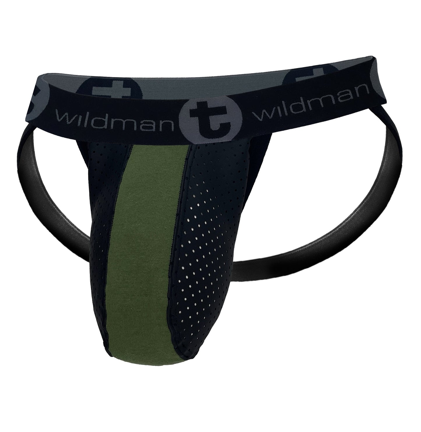 Jockstrap WildmanT Big Boy Pouch en caoutchouc/coton, vert armée