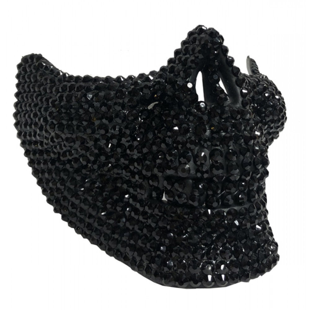 KBW Global Strass-Totenkopf-Halbmaske - Schwarz