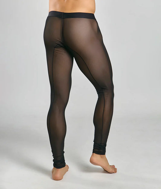Black sheer mesh tights mob mesh tights with solid black waistband and ankle cuffs