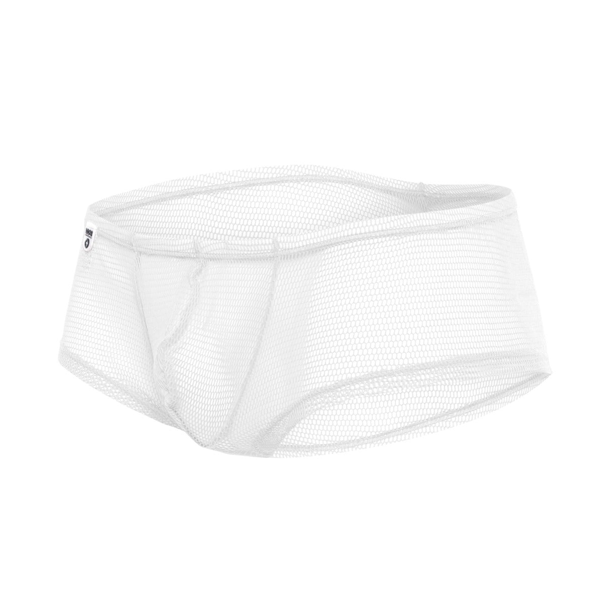 White mesh briefs with a snug form-fitting design from MOB men’s fishnet boxer short final sale collection
