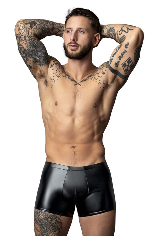 Black patent leather briefs male power 153-301 liquid onyx 2.0 pouch short in black color for men
