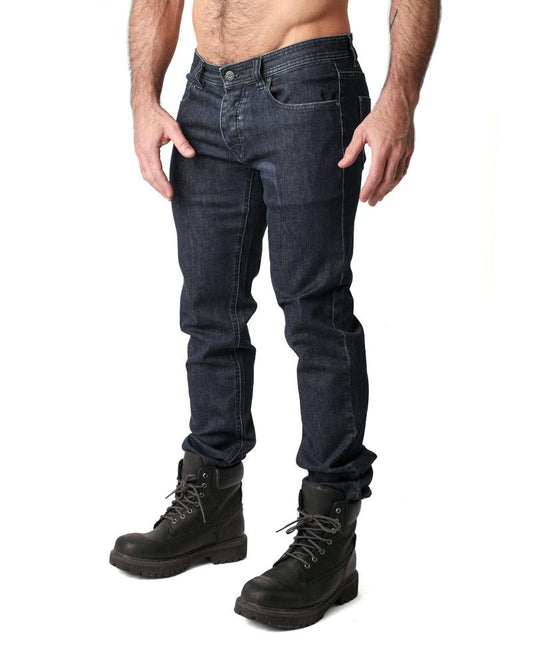 Dark indigo slim fit denim jeans with classic five-pocket design from NP jean in cotton material