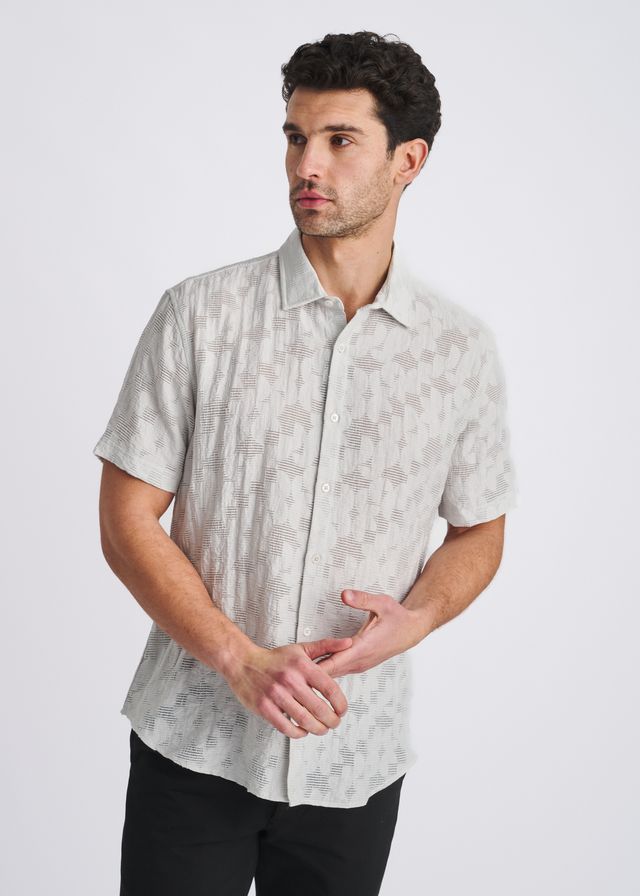 POSTMARC Floral Jacquard S/S Shirt - Powder