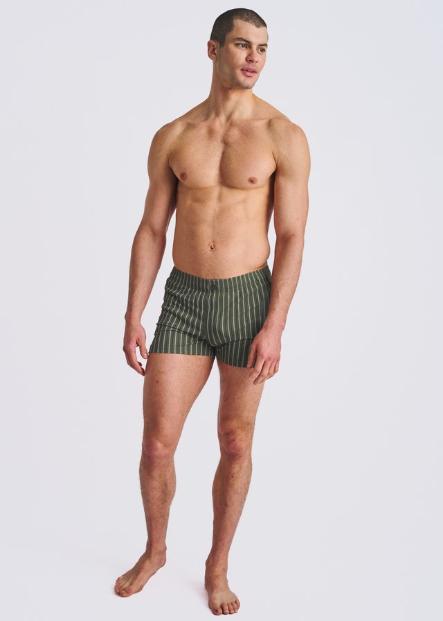 POSTMARC Pinstripe Seersucker Swim Shorts W/ Mesh Lining - Ranger