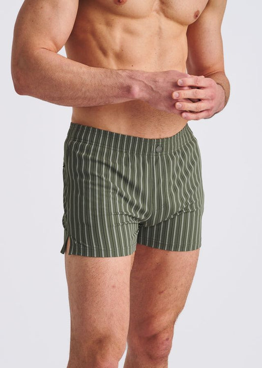 POSTMARC Pinstripe Seersucker Swim Shorts W/ Mesh Lining - Ranger