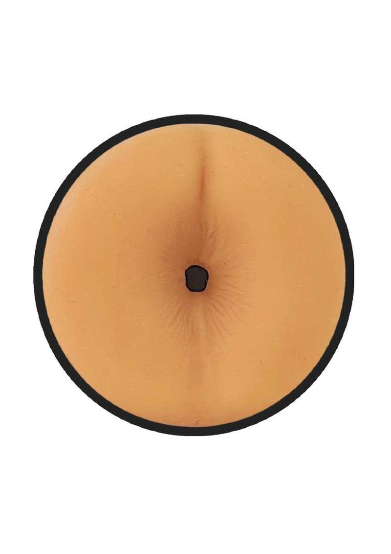 Tan silicone belly button cover with black border and central hole for prowler red manhole stroker