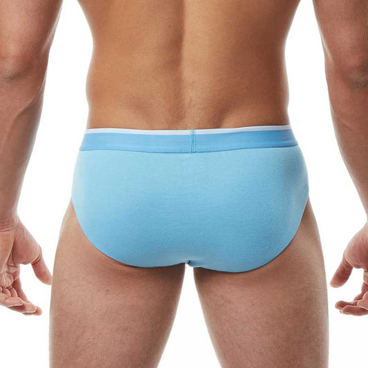Light blue papi heritage clasico hip brief underwear with white waistband in size medium for comfortable fit