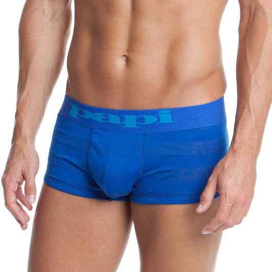 Blue papi men’s Brazilian trunk underwear in size medium with matching waistband featuring lighter blue papi logo
