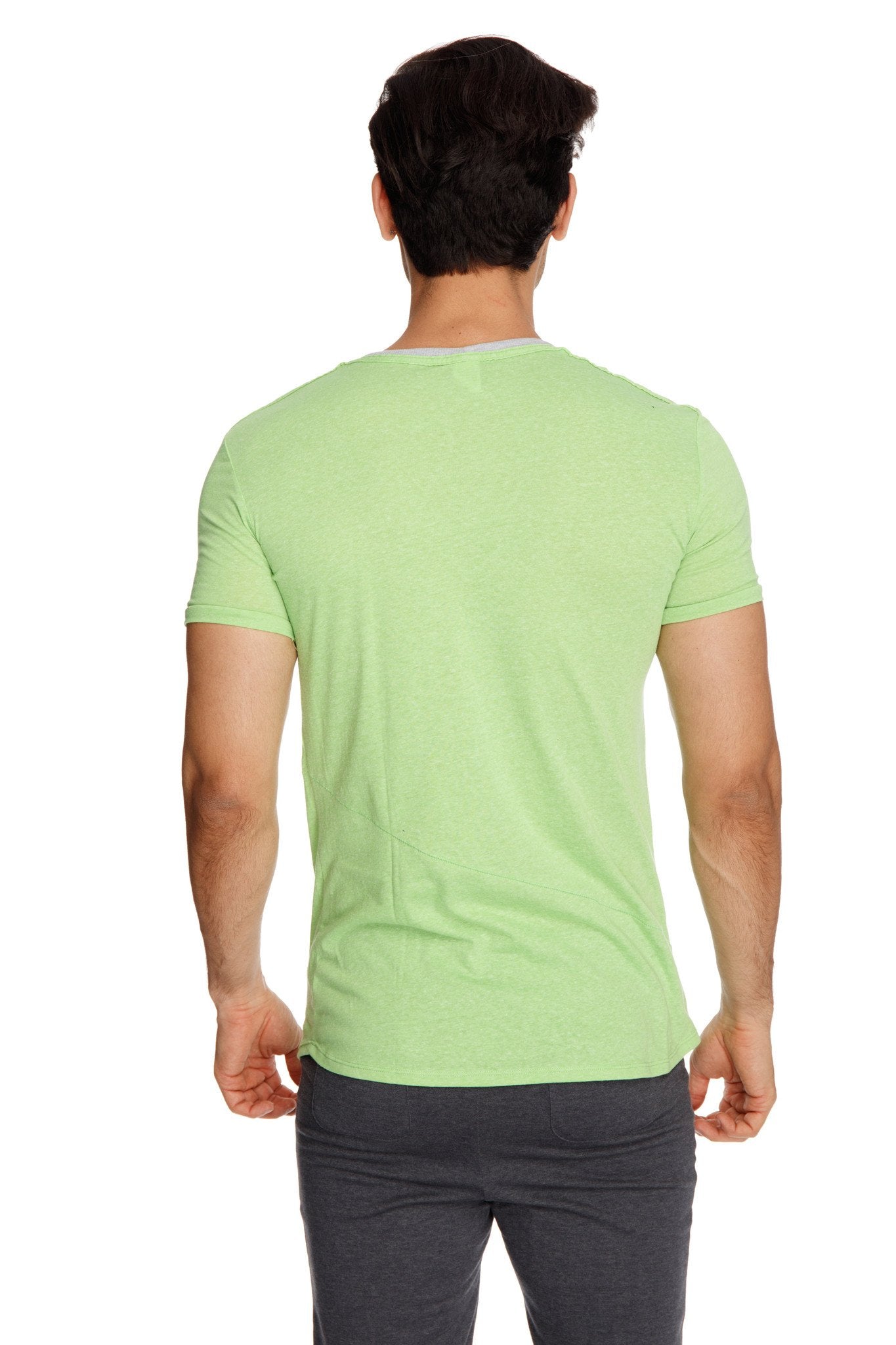 Light green lime slub short-sleeved crew neck perfect pocket tee made of breathable fabric for casual wear