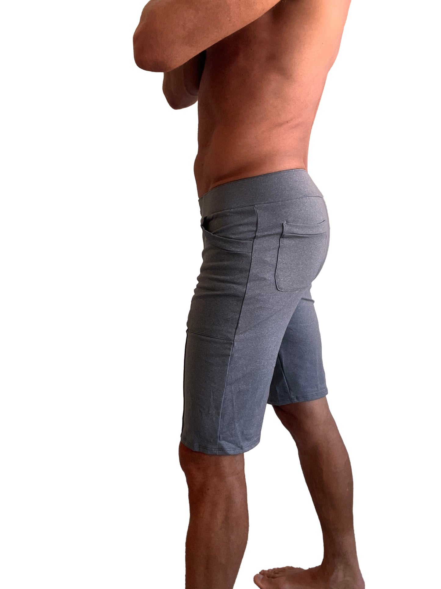 Performance premium urban tactical dress shorts in dark heather grey with relaxed fit textured fabric and two side pockets
