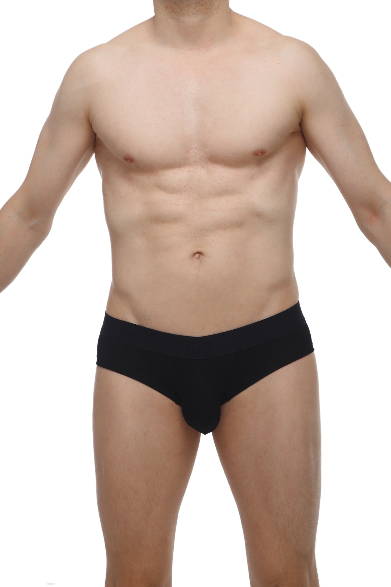 Black petitq mini boxer cheeky briefs with smooth form-fitting design made from soft modal fabric
