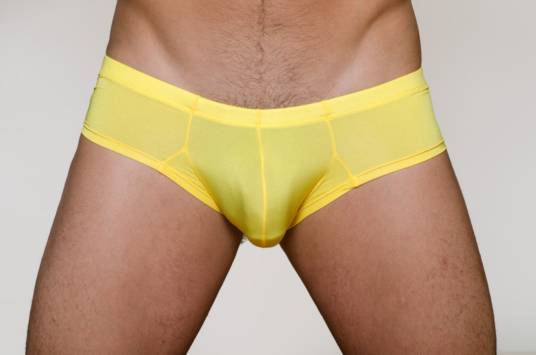 Bright yellow pride metro bunz boxer briefs with plus pouch made of smooth stretchy fabric and subtle seam detailing