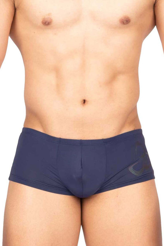 Private structure brut4390 bare hipster navy blue athletic briefs with subtle dark gray logo on the side