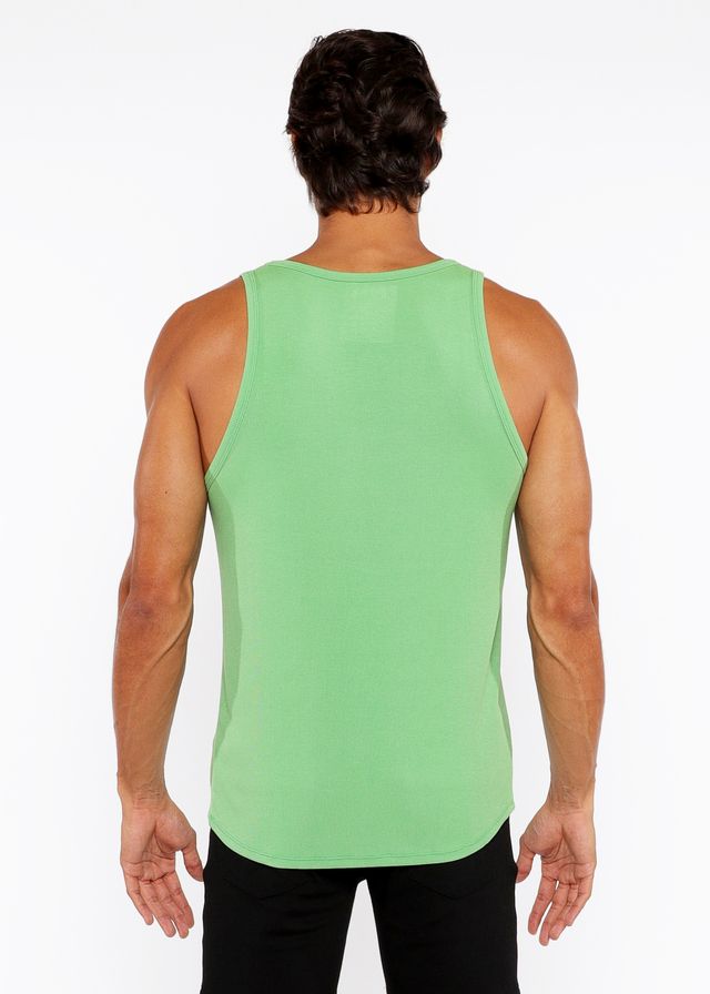 Rib modal tank solid light green sleeveless tank top with rounded neckline and hemmed armholes