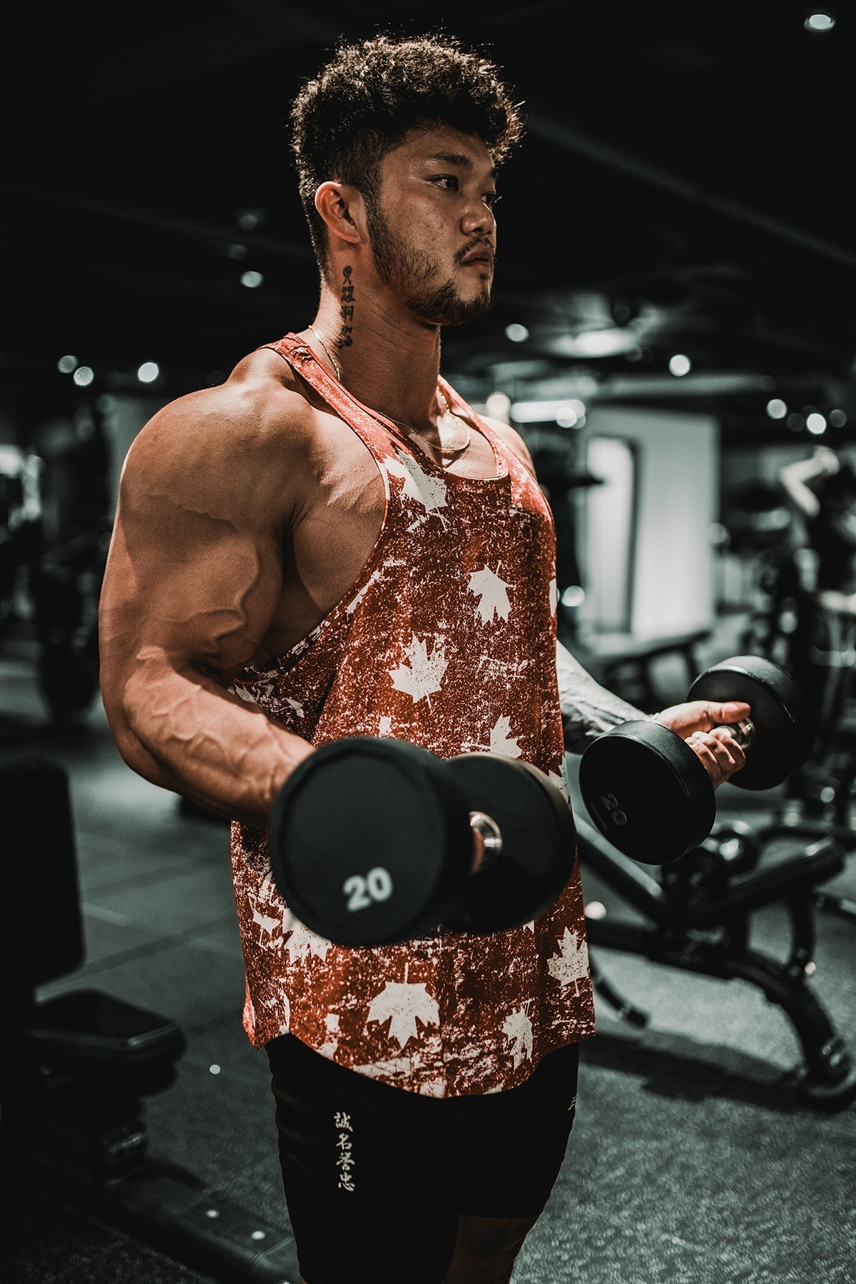 Jed North Men's Graphic Muscle Stringer - Red Maple Leaf