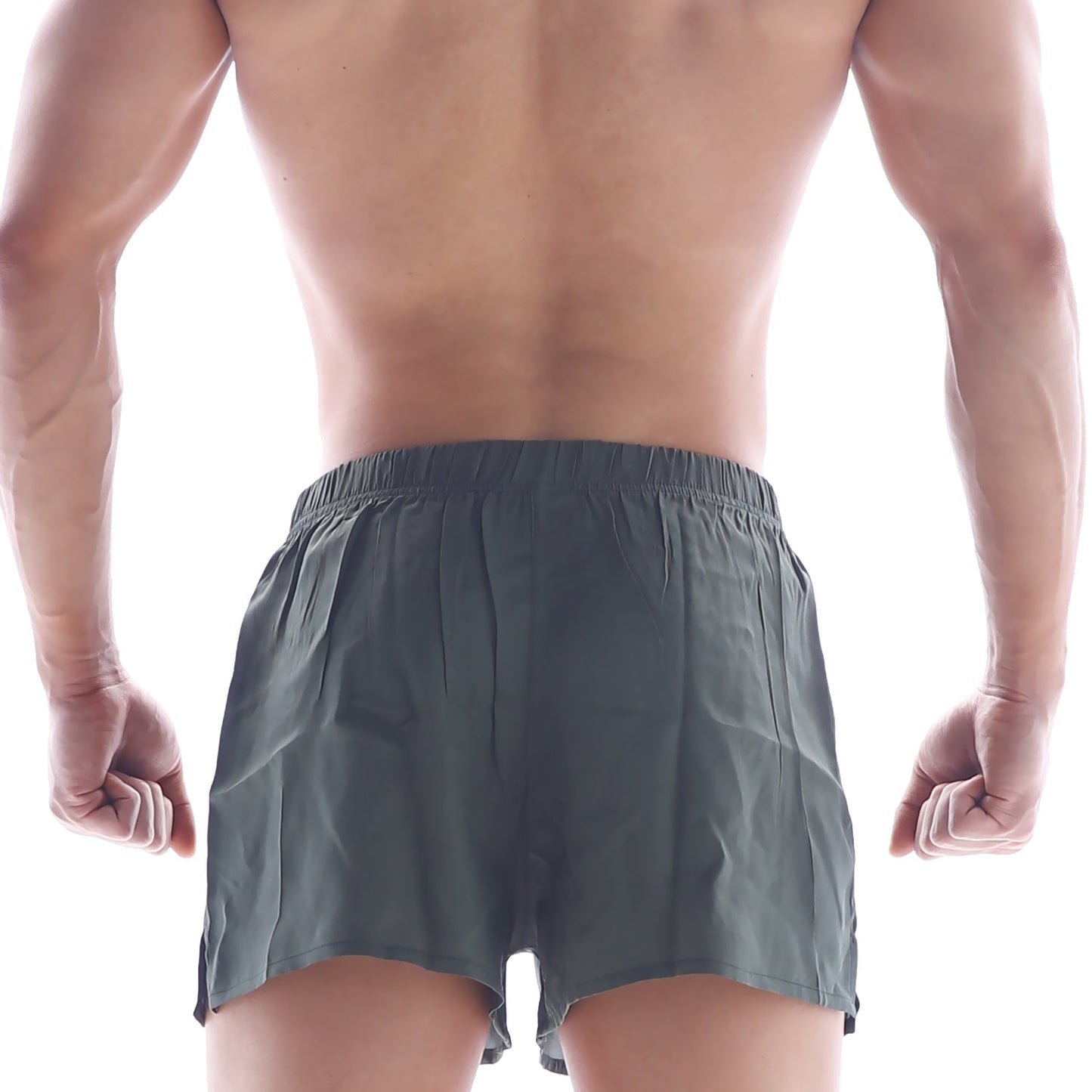 MetroMaleWear silk satin dark gray lightweight boxer shorts with elastic waistband and streamlined design