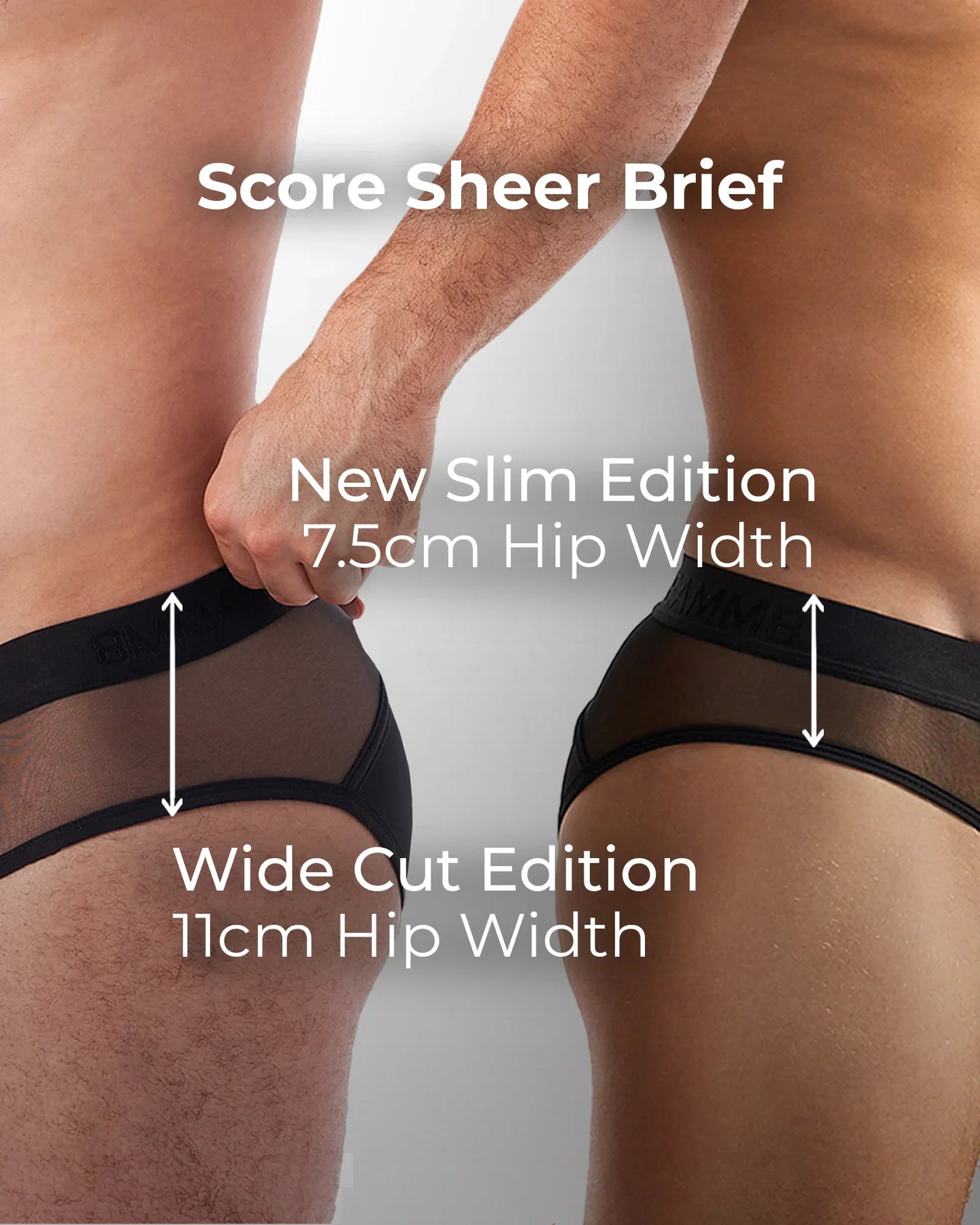 Score sheer brief black sheer briefs with solid black waistband in new slim edition and wide cut edition styles