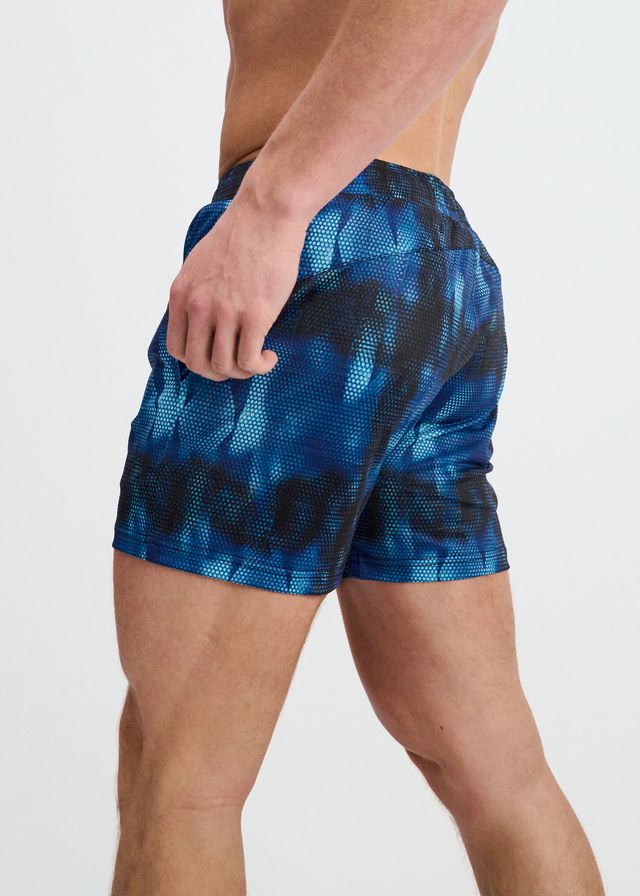ST33LE Abstract Print Mesh Stretch Performance Shorts - Blue/Navy Abstract