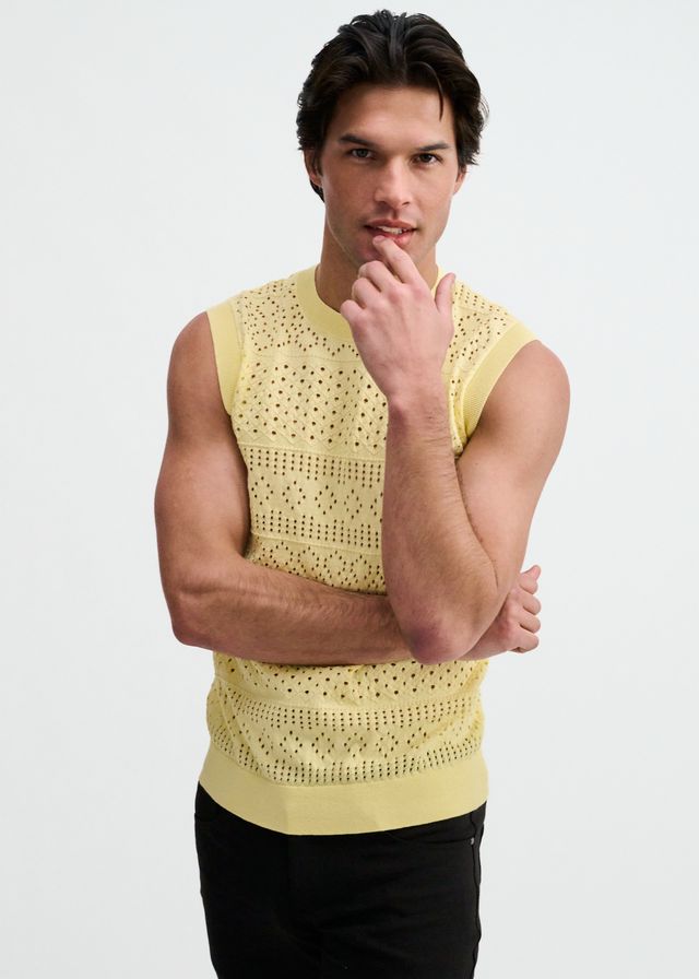 ST33LE Pointelle Open Knit Vest - Cream Puff
