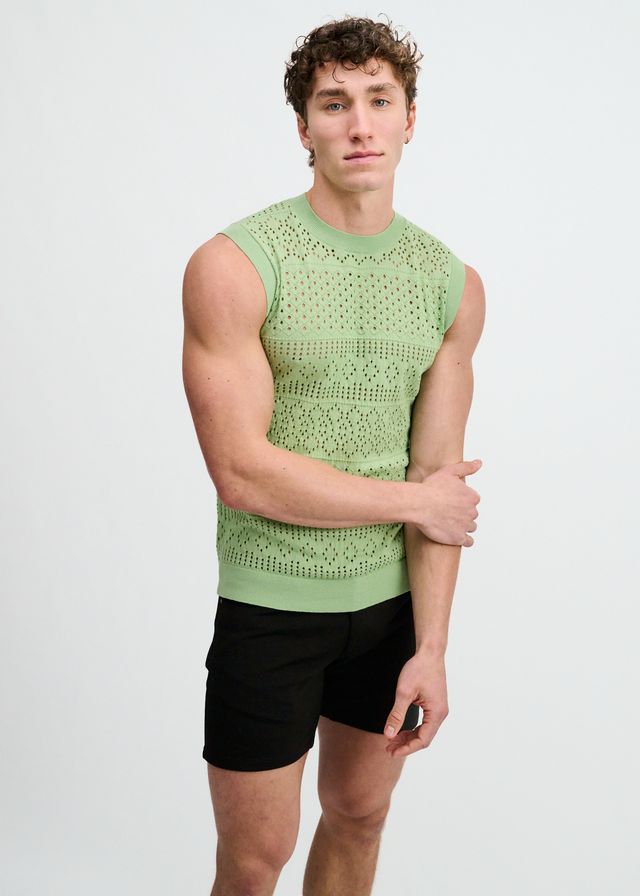 ST33LE Pointelle Open Knit Vest - Menthol