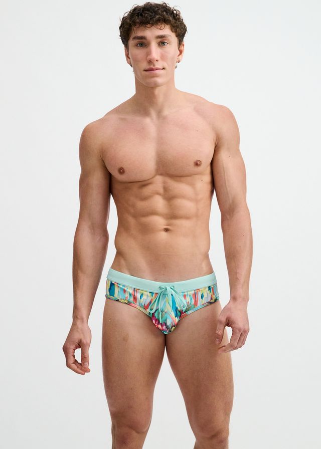 ST33LE Drips Print Swim Brief - Teal/Multi Drips