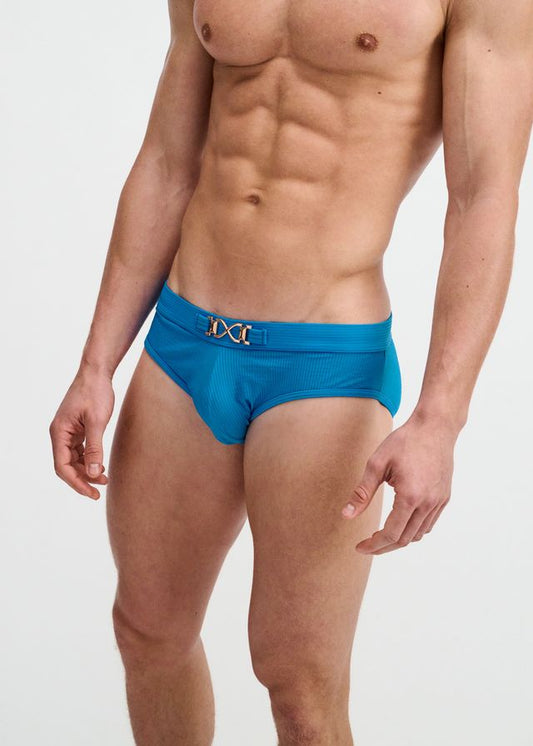 ST33LE Textured Swim Brief W/ Front Buckle - Cobalt
