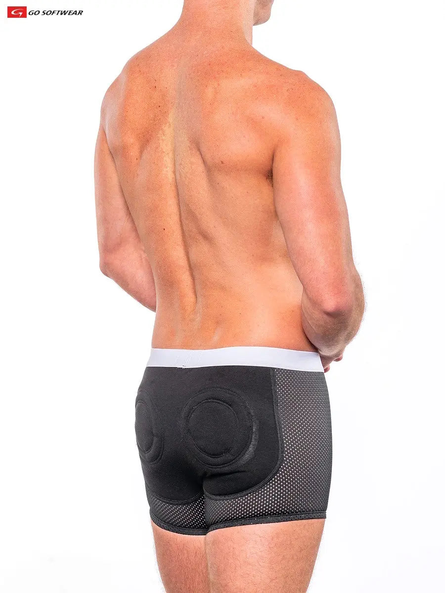 Go Softwear 2773 Men's Sport Super Boost Padded Butt Boxer (33%More Padding) - Black