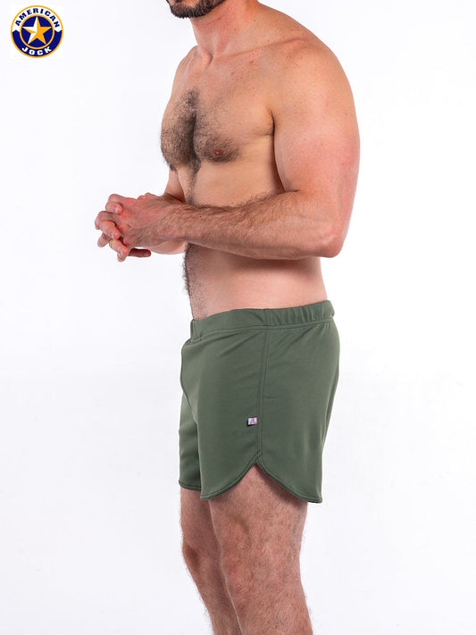 AMERICAN JOCK 8839 Men's Gym Short with Built-in Jockstrap - Basil
