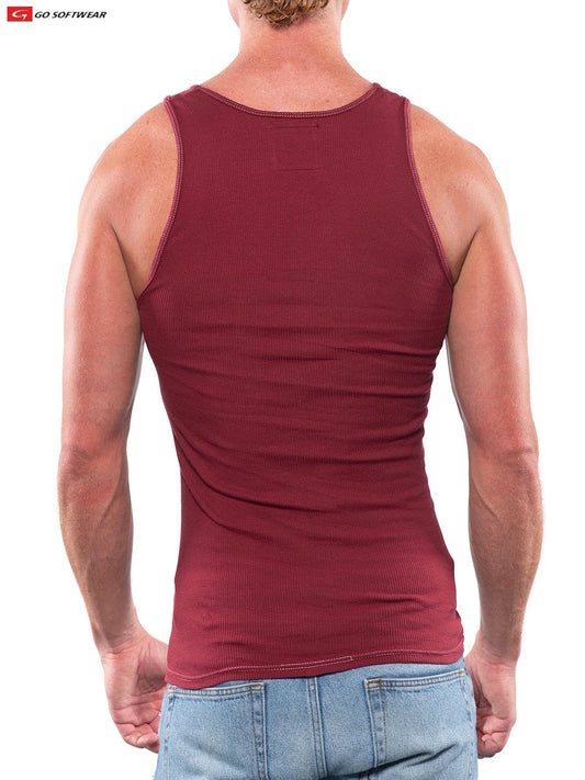 Débardeur côtelé pour homme Go Softwear 4615 - Cardinal