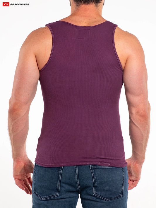 Débardeur côtelé pour homme Go Softwear 4615 So Cal - Vin prune