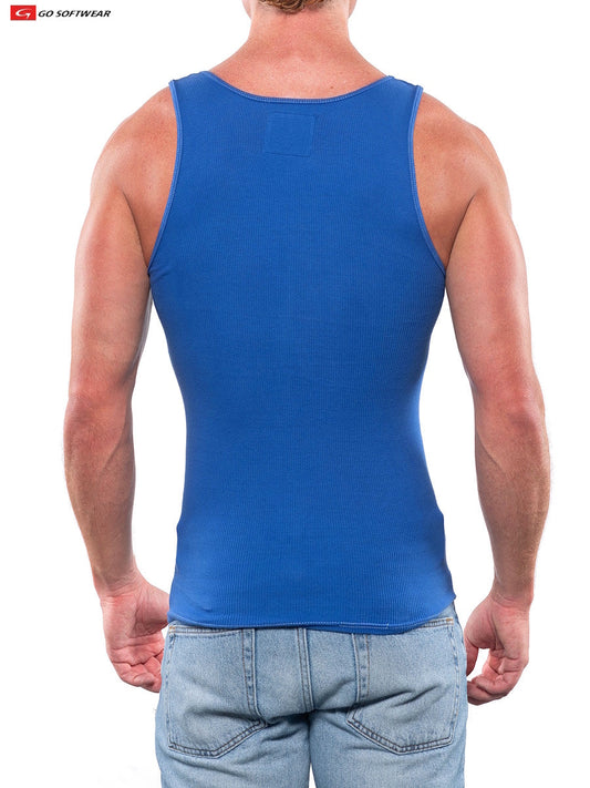 Débardeur côtelé pour homme Go Softwear 4615 - Bleu cadet