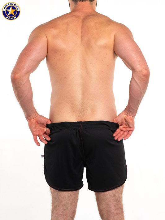AMERICAN JOCK 8359 Men's 11" Workout Short w/Built-In Jockstrap - Black