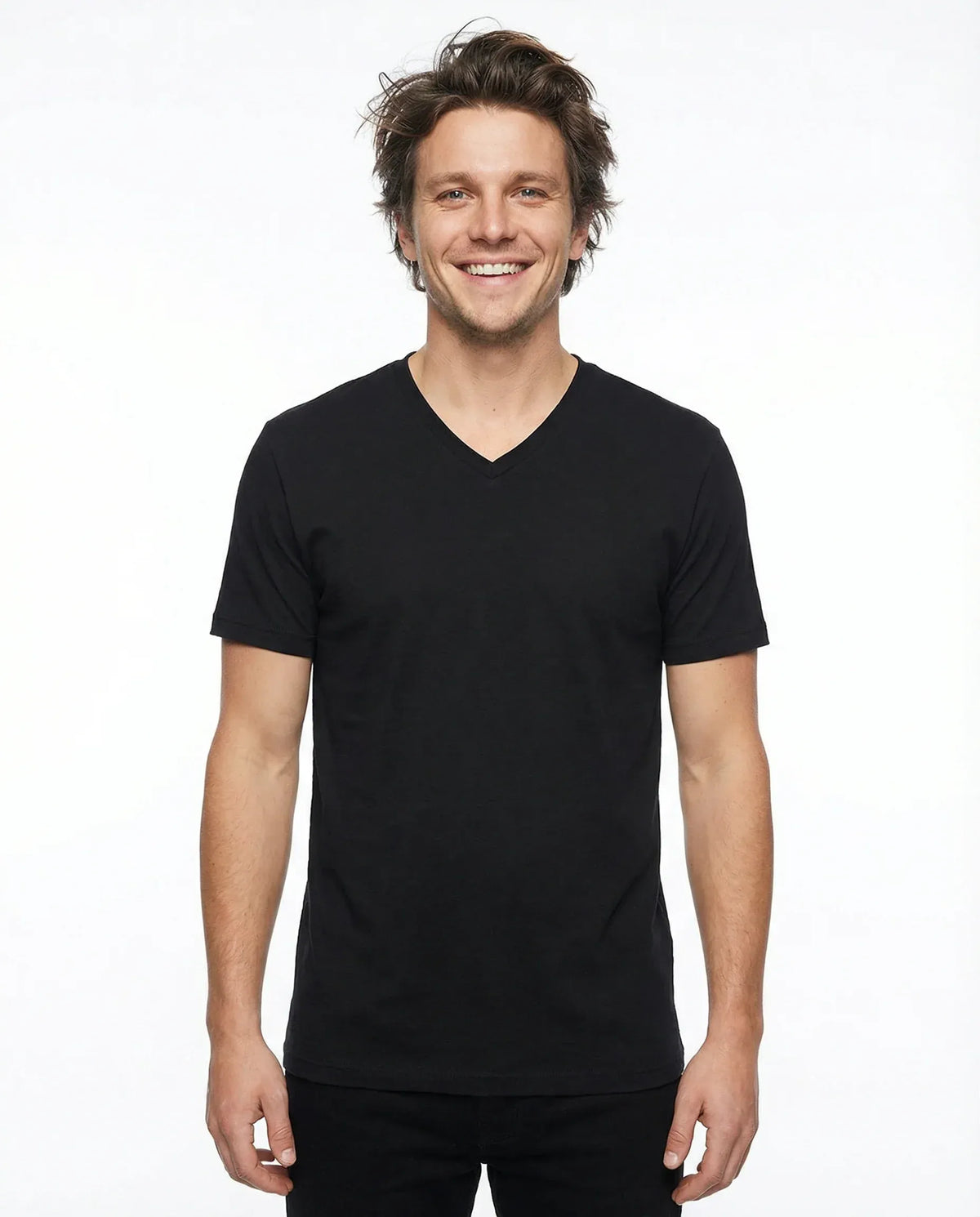T.R. Premium Herren-T-Shirt mit V-Ausschnitt (einfarbig)